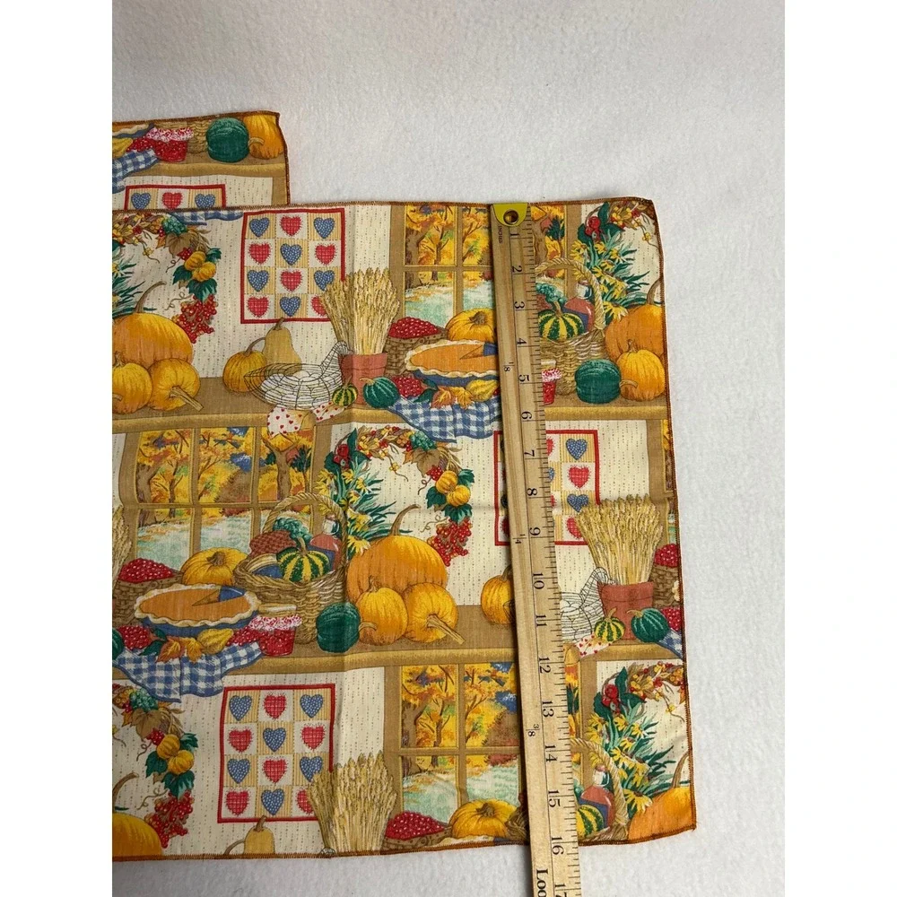 Autumn Harvest Farmhouse Multicolor Pumpkin Cloth Napkins Set 2
